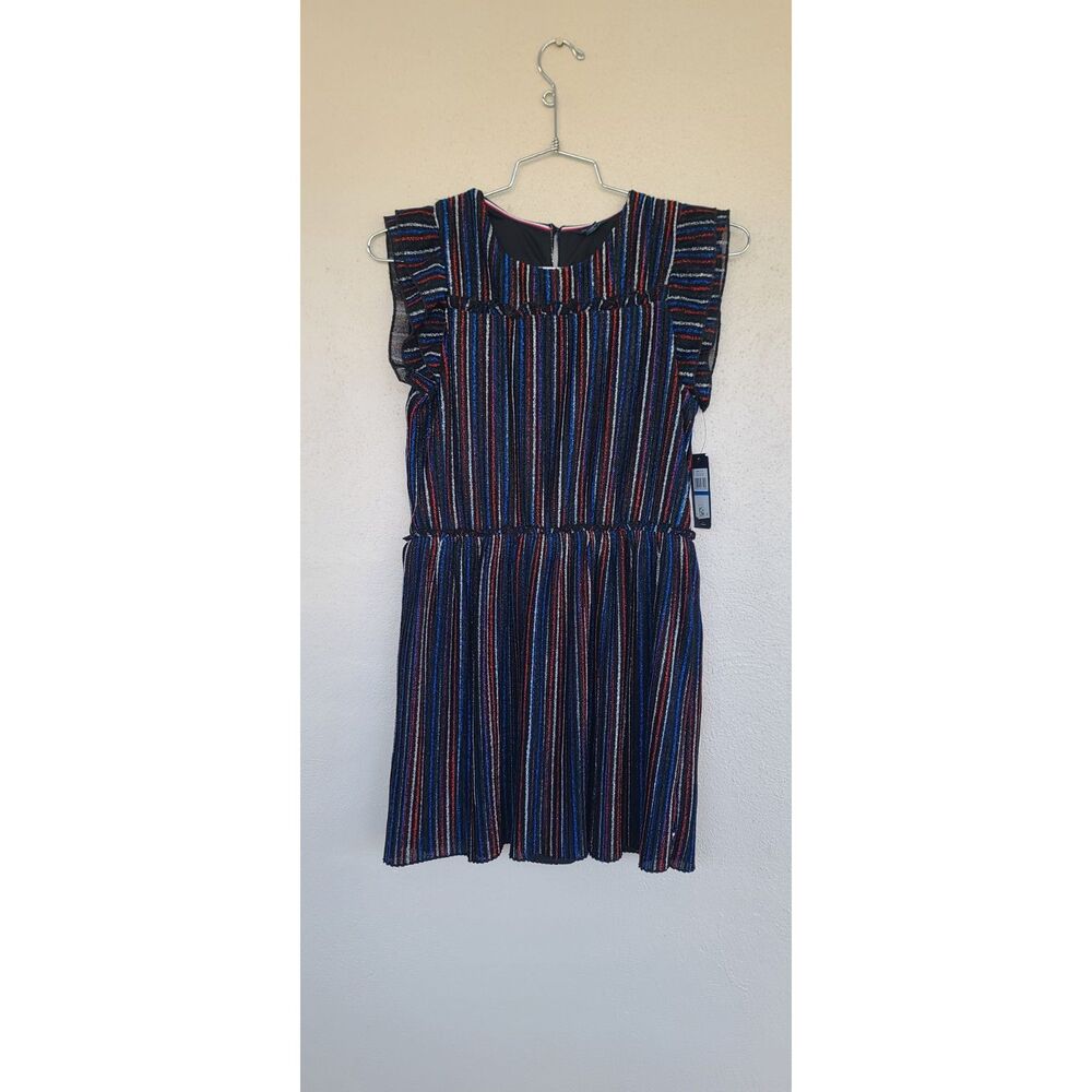 Tommy Hilfiger Girls Multi Color Metallic Sparkly Striped Dress Size XL (16) NWT